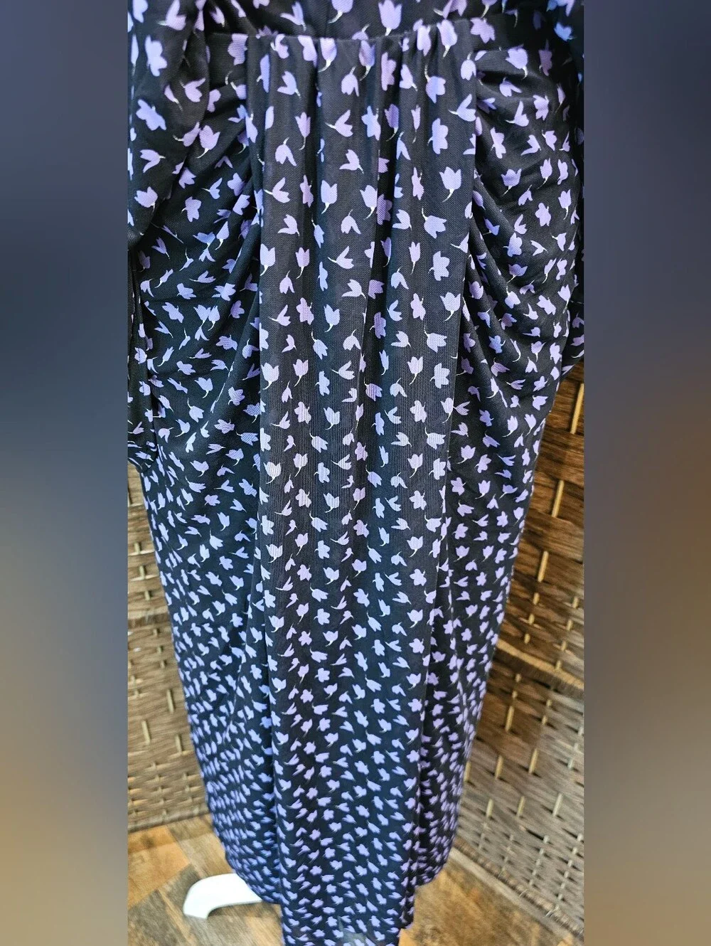 CAbi Navy with Lavender Micro-Print Swim Cover Dress